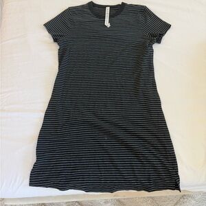 lululemon athletica Navy and White Striped Midi Dress